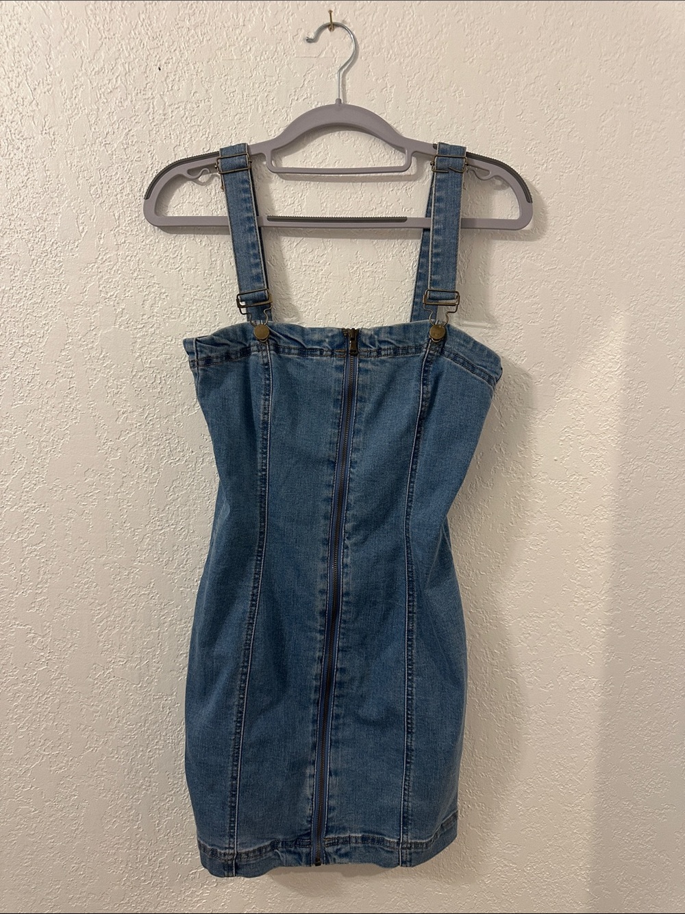 Forever 21 Blue Denim Mini Dress with Adjustable Straps